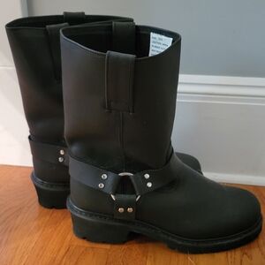 Black Leather Harness Boots